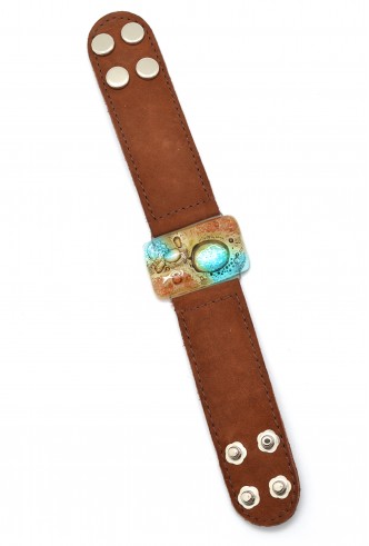 Rectangle Glass & Suede Cuff Rectangle Glass & Suede Cuff